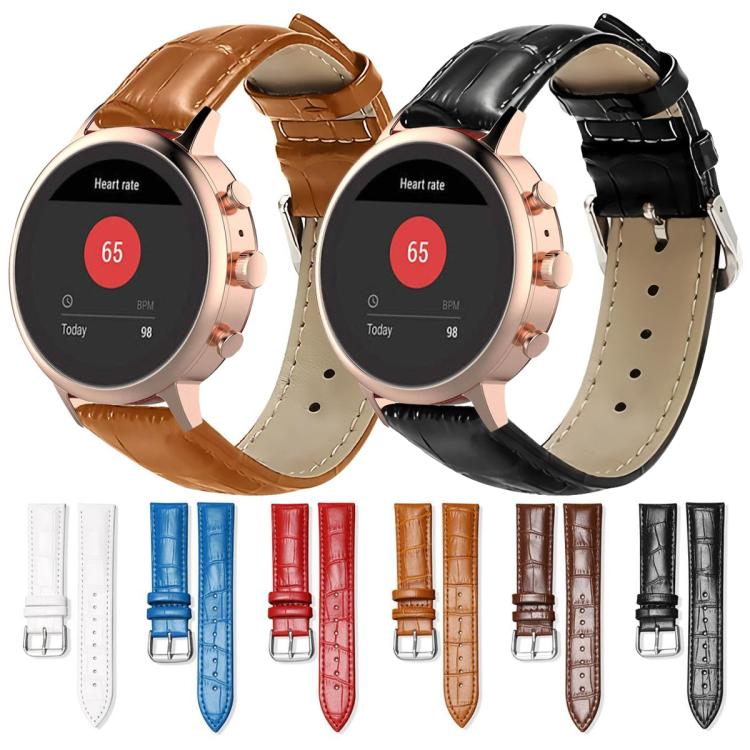24mm For Fossil Q Machine Hybrid Watch xDfind Bamboo Texture Pin Buckle Leather Watch Band