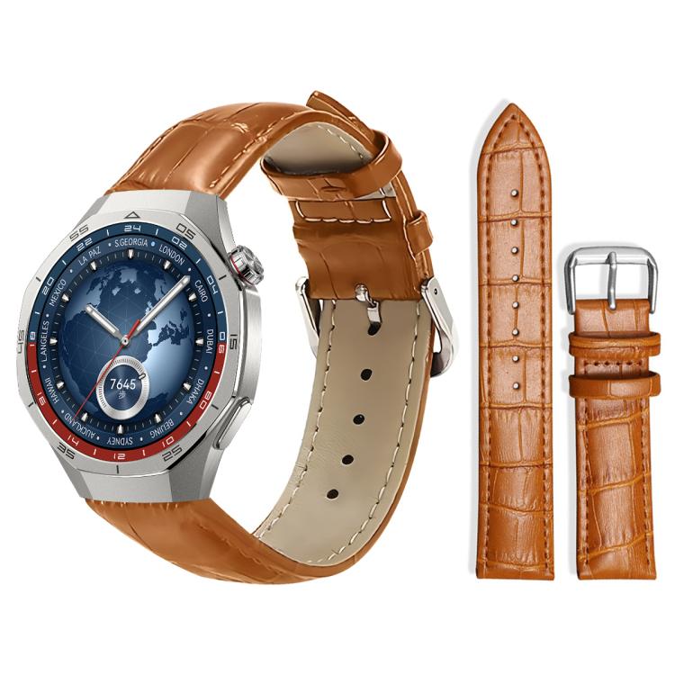 22mm For Huawei Watch GT5/GT5 Pro/4/4 Pro xDfind Bamboo Texture Pin Buckle Leather Watch Band