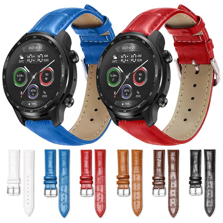20mm For Ticwatch GTH / E3 / E / 2 xDfind Bamboo Texture Pin Buckle Leather Watch Band