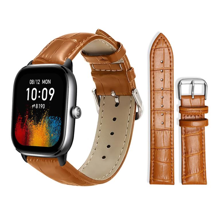 20mm For Amazfit GTS4 mini/GTS3/2/2E xDfind Bamboo Texture Pin Buckle Leather Watch Band