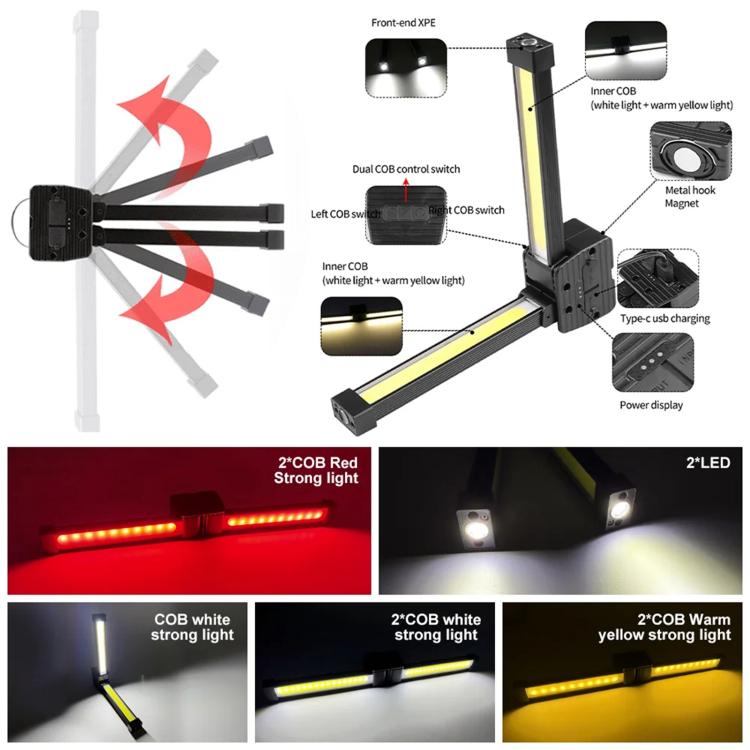 A55 LED Multifunctional Folding Working Light - Black