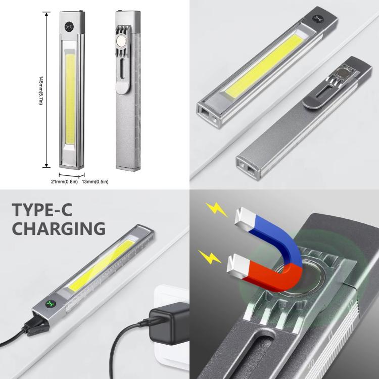 DXC-512 Multifunctional Pen Lamp Work Flashlight with Red Laser Light - Silver