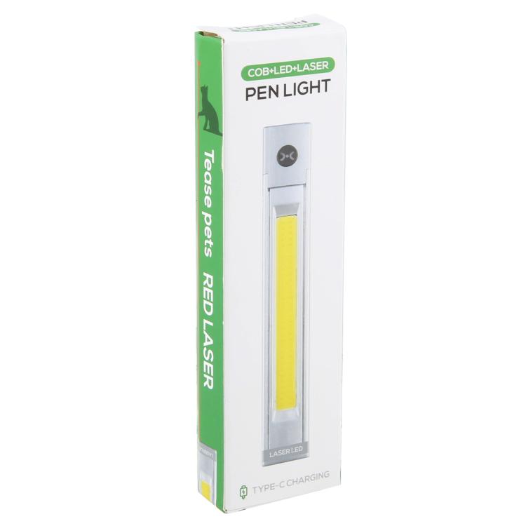 DXC-512 Multifunctional Pen Lamp Work Flashlight with Red Laser Light - Silver