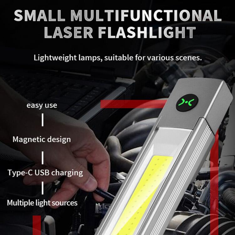 DXC-512 Multifunctional Pen Lamp Work Flashlight with Red Laser Light - Silver