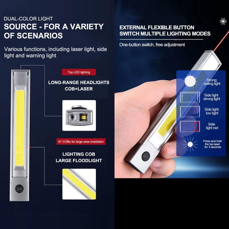 DXC-512 Multifunctional Pen Lamp Work Flashlight with Red Laser Light - Silver