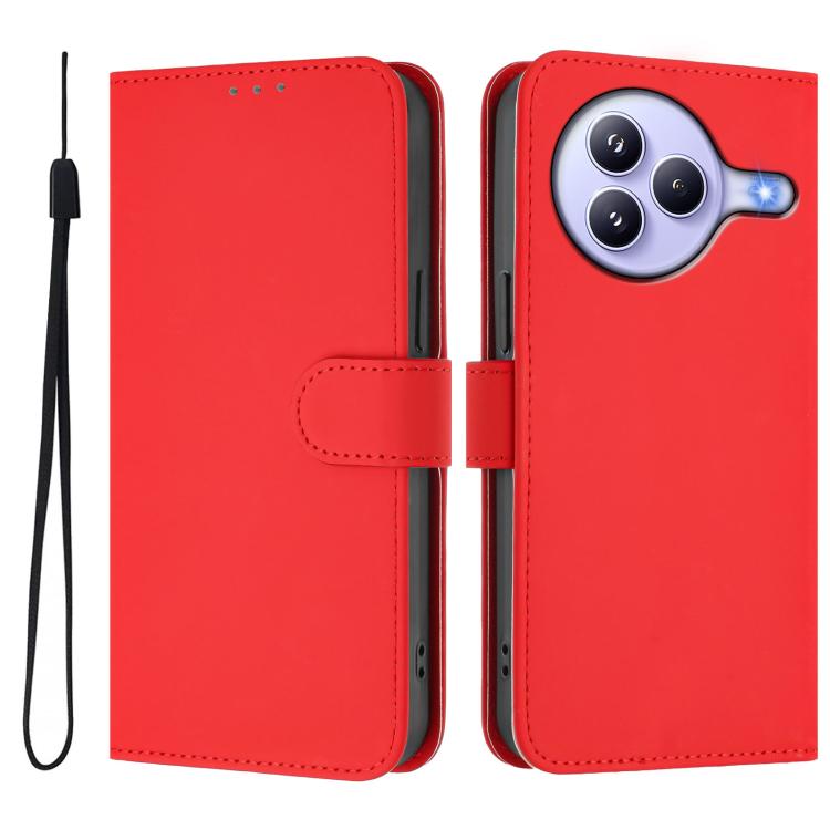 For Xiaomi Civi 5 Pro 5G Skin Feel Solid Color Leather Phone Case with Lanyard