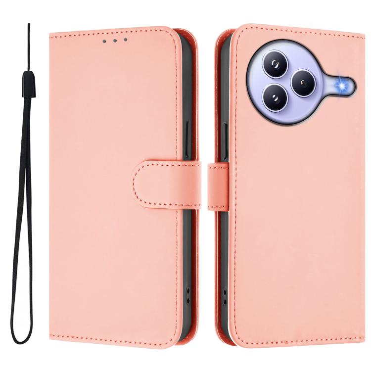For Xiaomi Civi 5 Pro 5G Skin Feel Solid Color Leather Phone Case with Lanyard