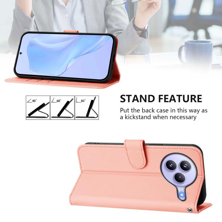 For Xiaomi Civi 5 Pro 5G Skin Feel Solid Color Leather Phone Case with Lanyard