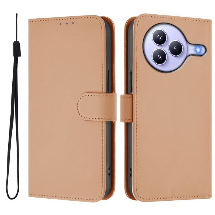 For Xiaomi Civi 5 Pro 5G Skin Feel Solid Color Leather Phone Case with Lanyard