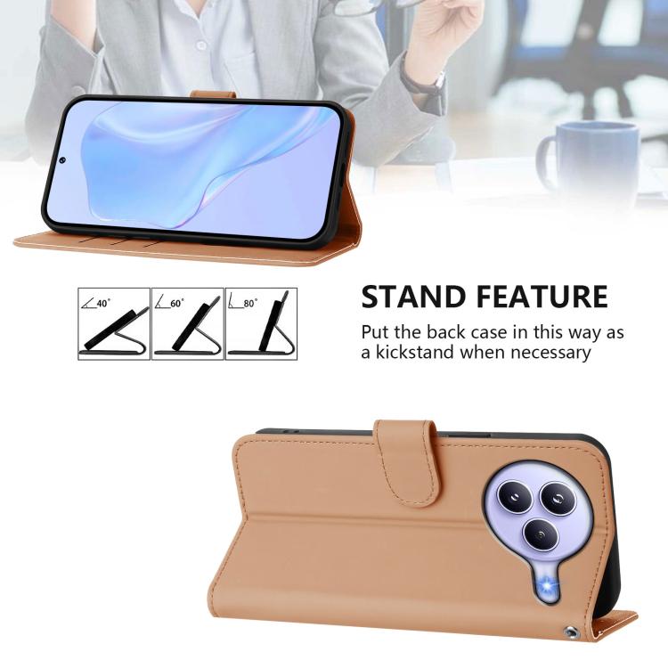 For Xiaomi Civi 5 Pro 5G Skin Feel Solid Color Leather Phone Case with Lanyard