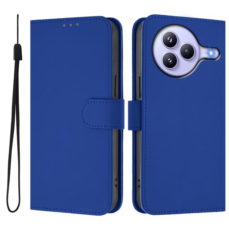 For Xiaomi Civi 5 Pro 5G Skin Feel Solid Color Leather Phone Case with Lanyard
