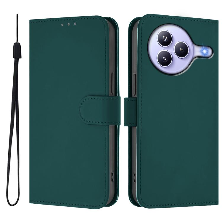 For Xiaomi Civi 5 Pro 5G Skin Feel Solid Color Leather Phone Case with Lanyard