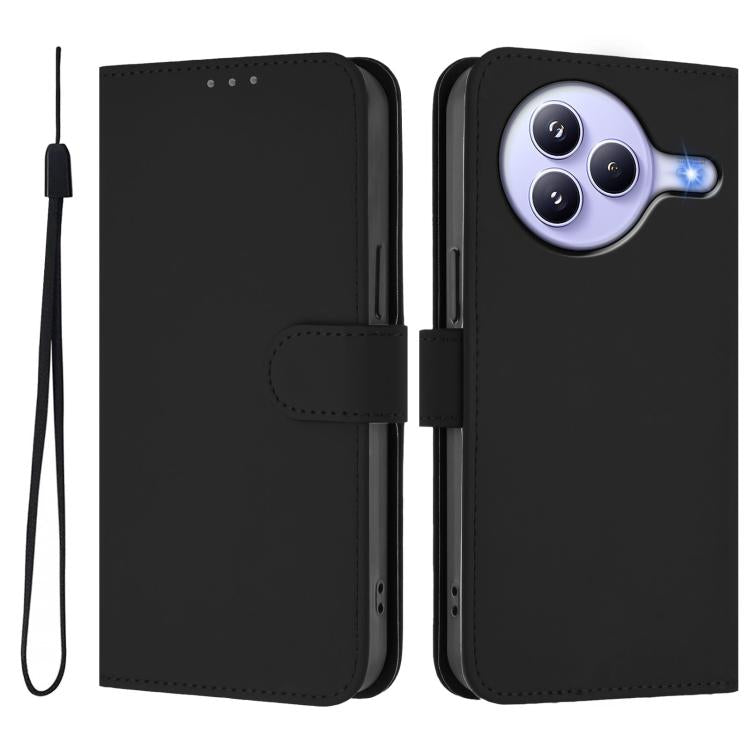 For Xiaomi Civi 5 Pro 5G Skin Feel Solid Color Leather Phone Case with Lanyard
