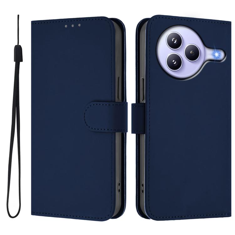 For Xiaomi Civi 5 Pro 5G Skin Feel Solid Color Leather Phone Case with Lanyard