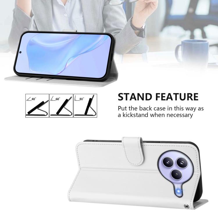 For Xiaomi Civi 5 Pro 5G Skin Feel Solid Color Leather Phone Case with Lanyard