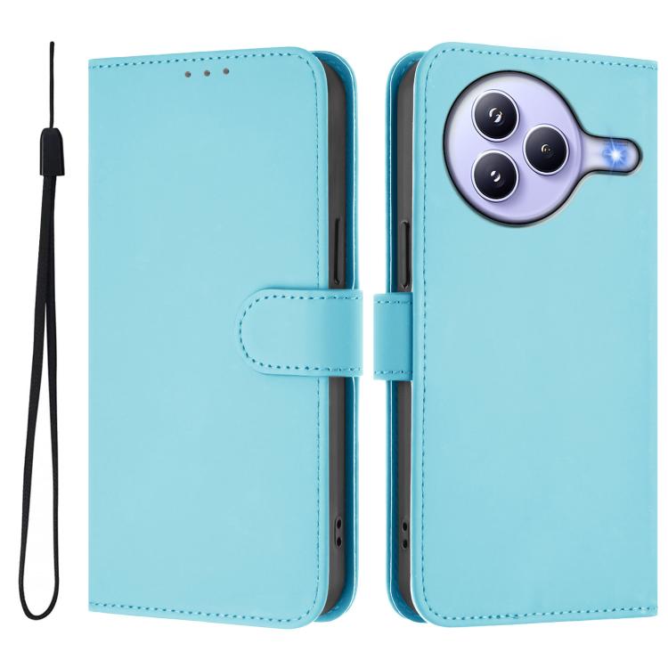For Xiaomi Civi 5 Pro 5G Skin Feel Solid Color Leather Phone Case with Lanyard