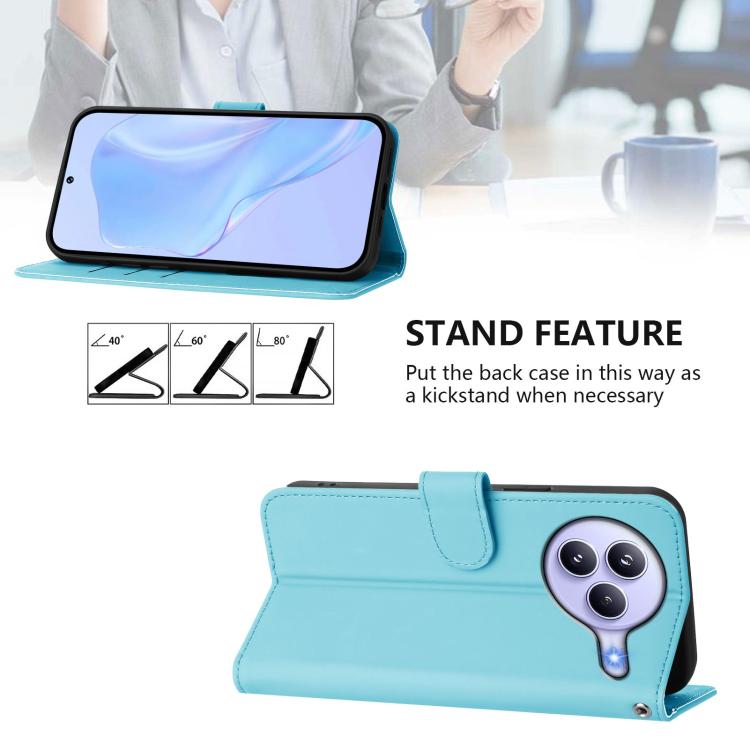 For Xiaomi Civi 5 Pro 5G Skin Feel Solid Color Leather Phone Case with Lanyard