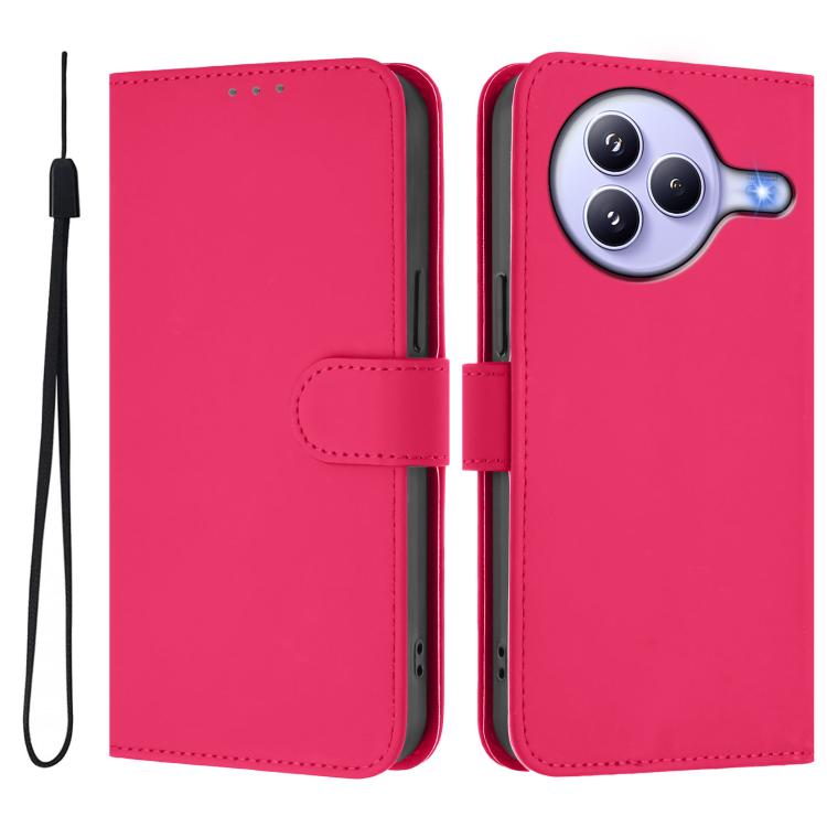 For Xiaomi Civi 5 Pro 5G Skin Feel Solid Color Leather Phone Case with Lanyard