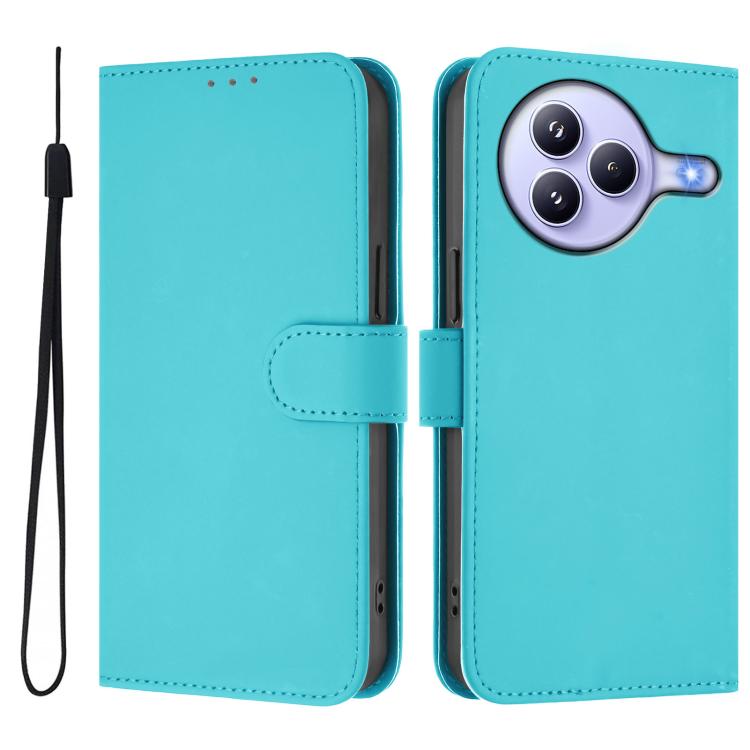 For Xiaomi Civi 5 Pro 5G Skin Feel Solid Color Leather Phone Case with Lanyard
