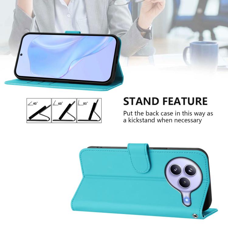 For Xiaomi Civi 5 Pro 5G Skin Feel Solid Color Leather Phone Case with Lanyard
