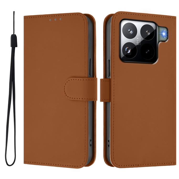 For Xiaomi 15S Pro 5G Skin Feel Solid Color Leather Phone Case with Lanyard