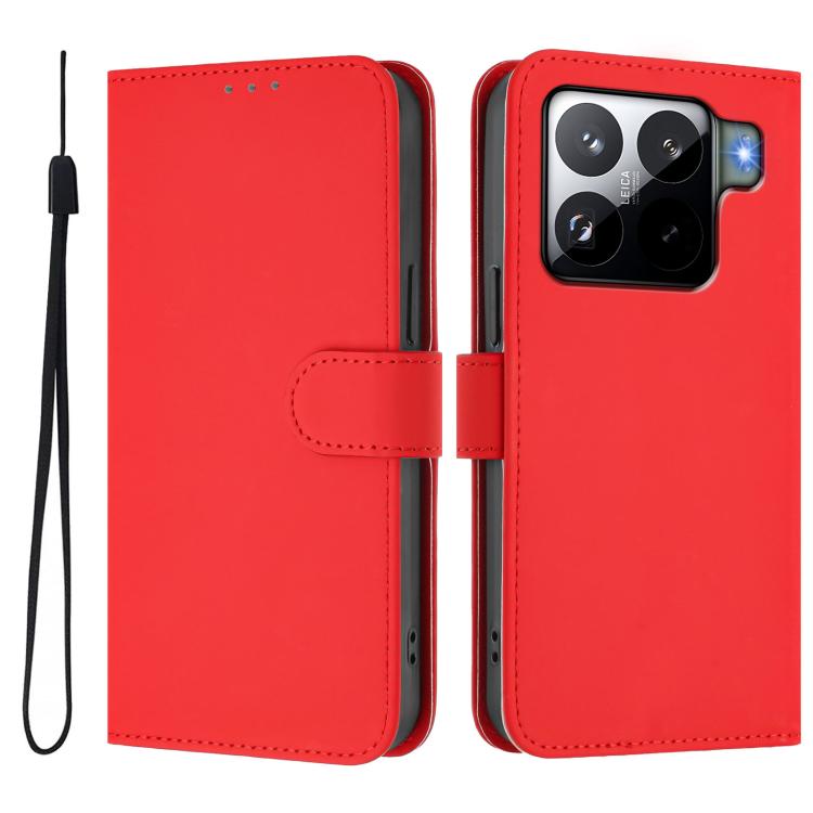 For Xiaomi 15S Pro 5G Skin Feel Solid Color Leather Phone Case with Lanyard