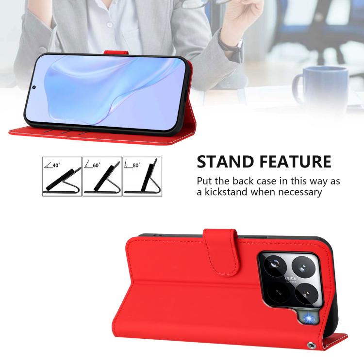 For Xiaomi 15S Pro 5G Skin Feel Solid Color Leather Phone Case with Lanyard