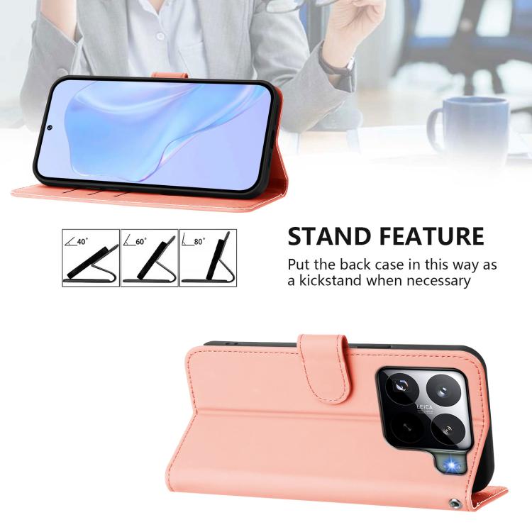 For Xiaomi 15S Pro 5G Skin Feel Solid Color Leather Phone Case with Lanyard