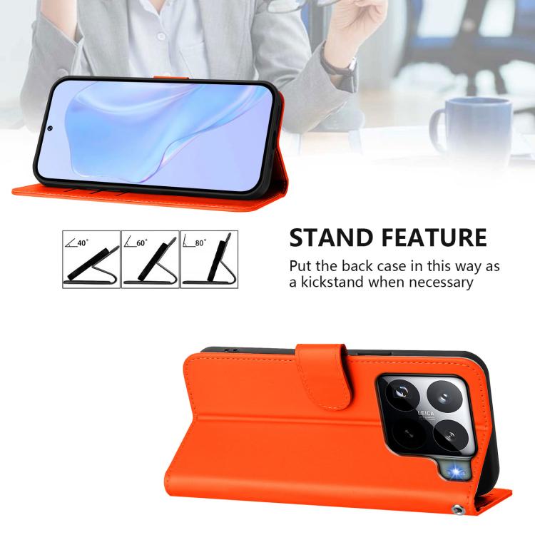 For Xiaomi 15S Pro 5G Skin Feel Solid Color Leather Phone Case with Lanyard