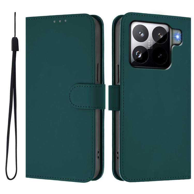 For Xiaomi 15S Pro 5G Skin Feel Solid Color Leather Phone Case with Lanyard