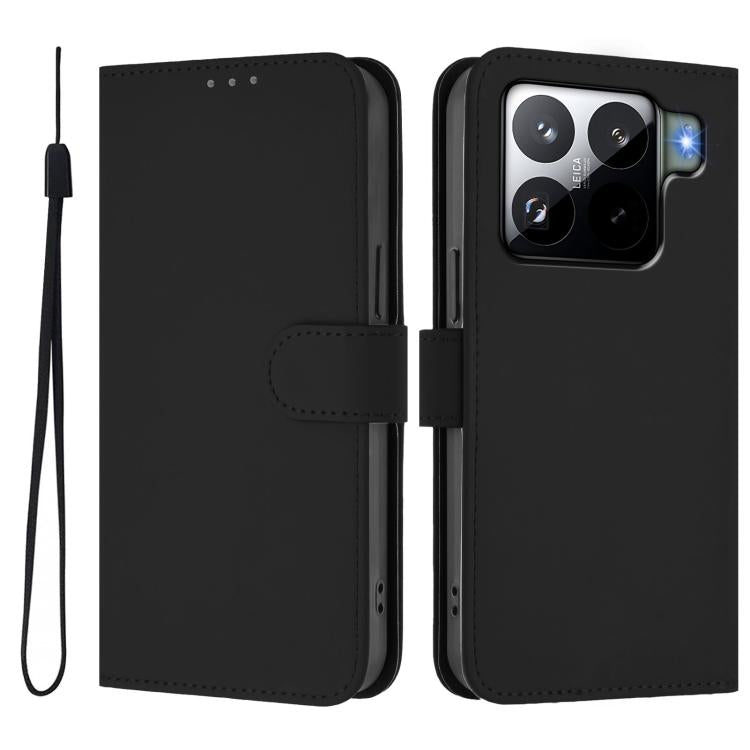 For Xiaomi 15S Pro 5G Skin Feel Solid Color Leather Phone Case with Lanyard