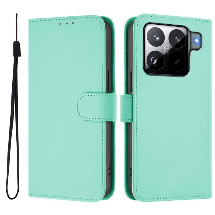 For Xiaomi 15S Pro 5G Skin Feel Solid Color Leather Phone Case with Lanyard