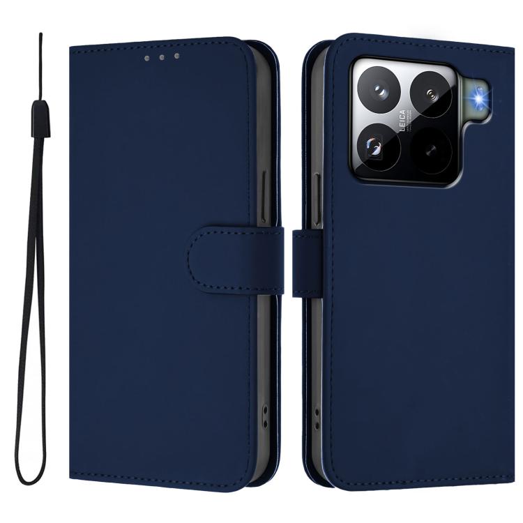 For Xiaomi 15S Pro 5G Skin Feel Solid Color Leather Phone Case with Lanyard