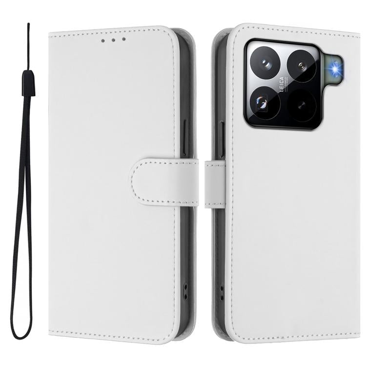 For Xiaomi 15S Pro 5G Skin Feel Solid Color Leather Phone Case with Lanyard