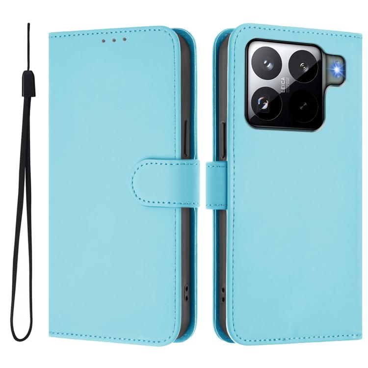 For Xiaomi 15S Pro 5G Skin Feel Solid Color Leather Phone Case with Lanyard