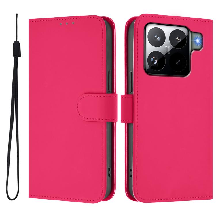 For Xiaomi 15S Pro 5G Skin Feel Solid Color Leather Phone Case with Lanyard