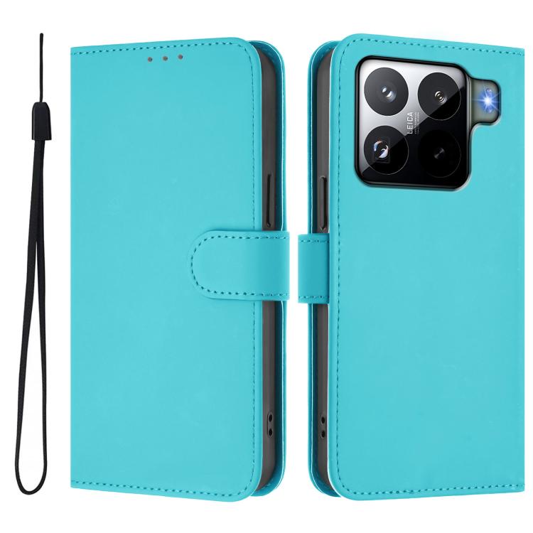 For Xiaomi 15S Pro 5G Skin Feel Solid Color Leather Phone Case with Lanyard