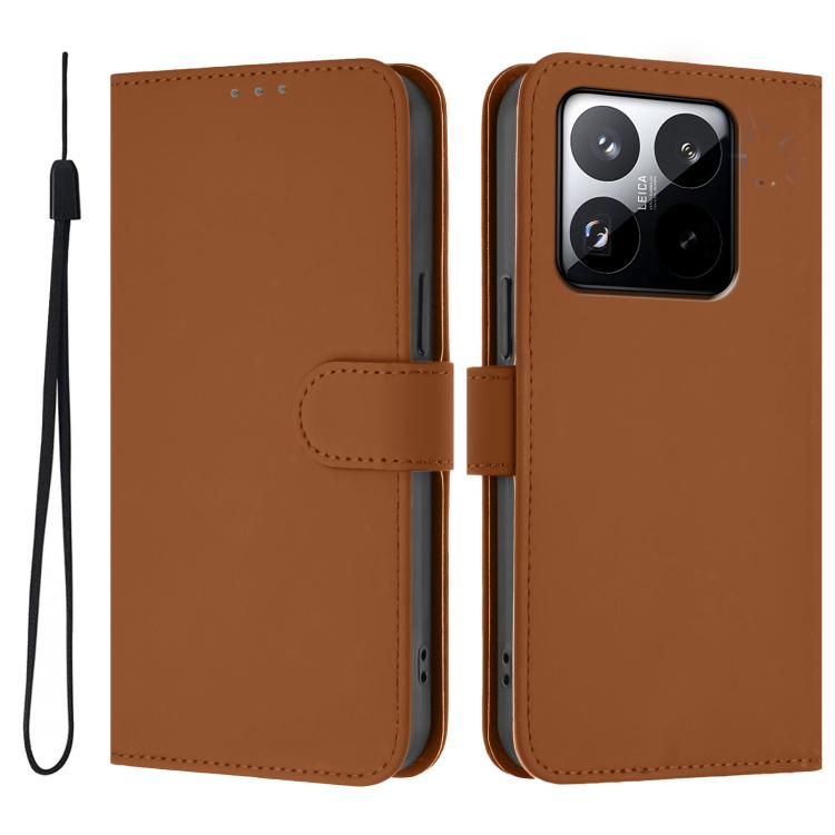For Xiaomi 15T 5G Skin Feel Solid Color Leather Phone Case with Lanyard