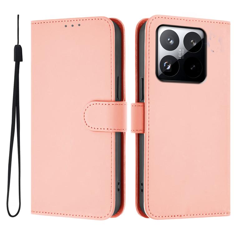 For Xiaomi 15T 5G Skin Feel Solid Color Leather Phone Case with Lanyard