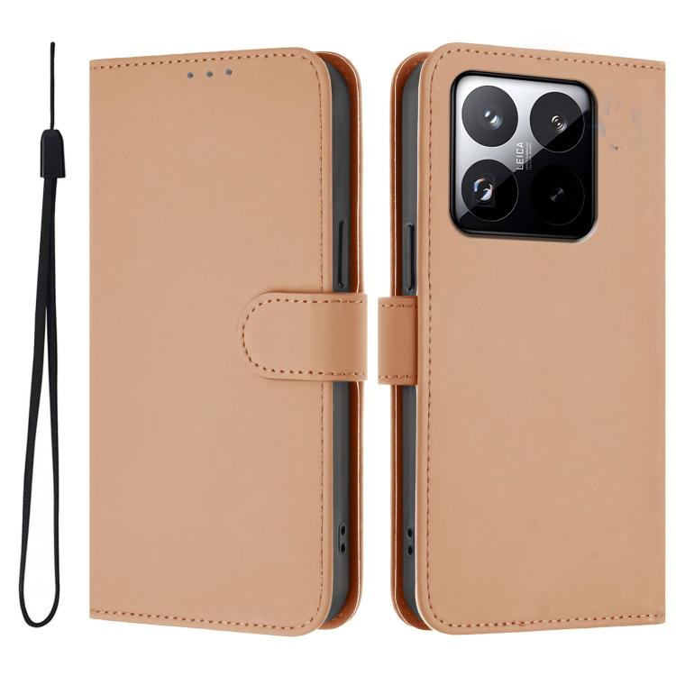 For Xiaomi 15T 5G Skin Feel Solid Color Leather Phone Case with Lanyard