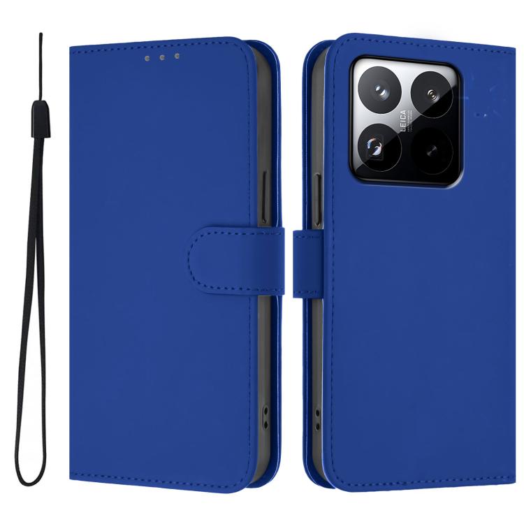 For Xiaomi 15T 5G Skin Feel Solid Color Leather Phone Case with Lanyard