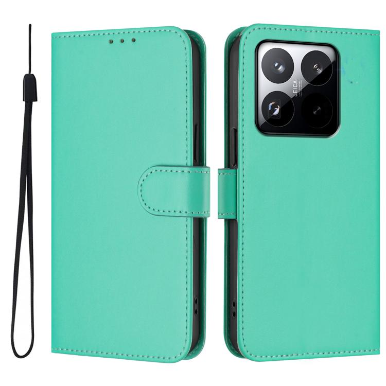 For Xiaomi 15T 5G Skin Feel Solid Color Leather Phone Case with Lanyard