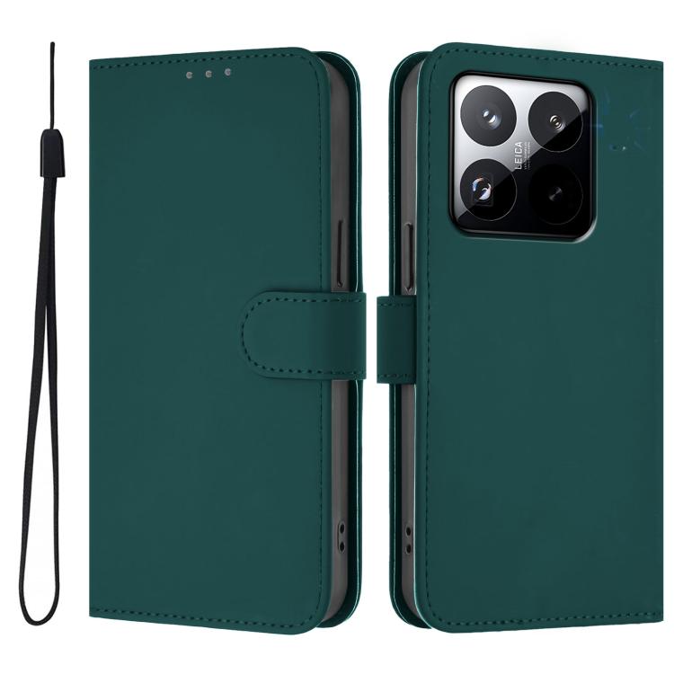 For Xiaomi 15T 5G Skin Feel Solid Color Leather Phone Case with Lanyard