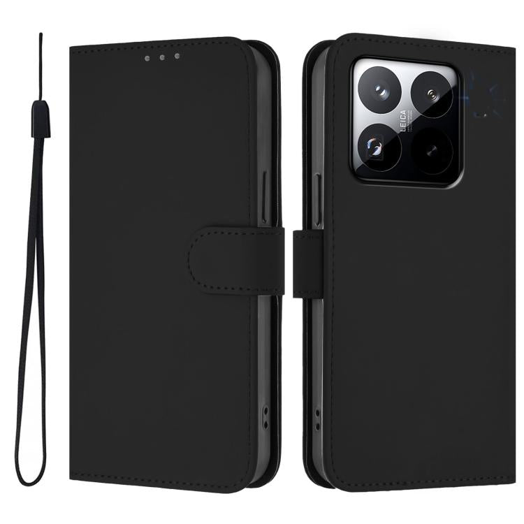 For Xiaomi 15T 5G Skin Feel Solid Color Leather Phone Case with Lanyard