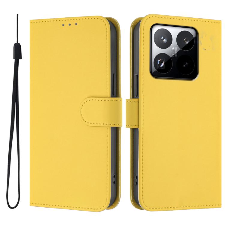 For Xiaomi 15T 5G Skin Feel Solid Color Leather Phone Case with Lanyard