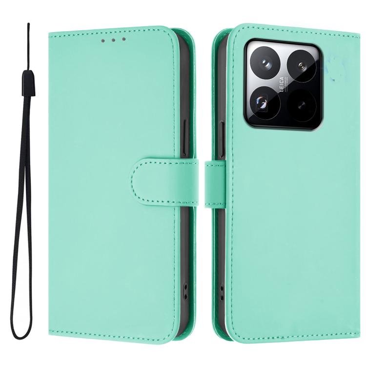 For Xiaomi 15T 5G Skin Feel Solid Color Leather Phone Case with Lanyard