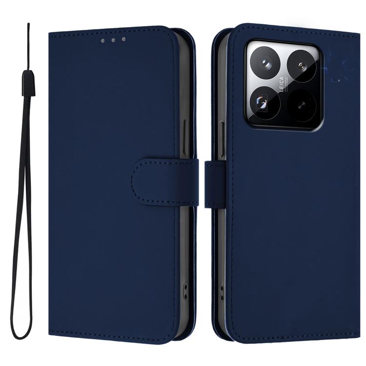 For Xiaomi 15T 5G Skin Feel Solid Color Leather Phone Case with Lanyard