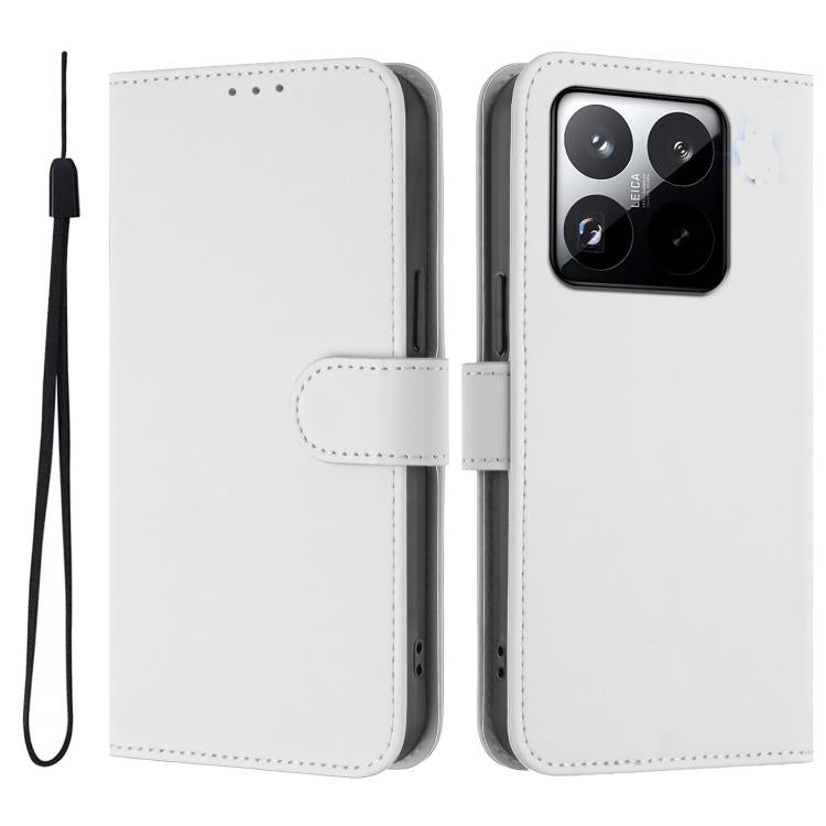 For Xiaomi 15T 5G Skin Feel Solid Color Leather Phone Case with Lanyard