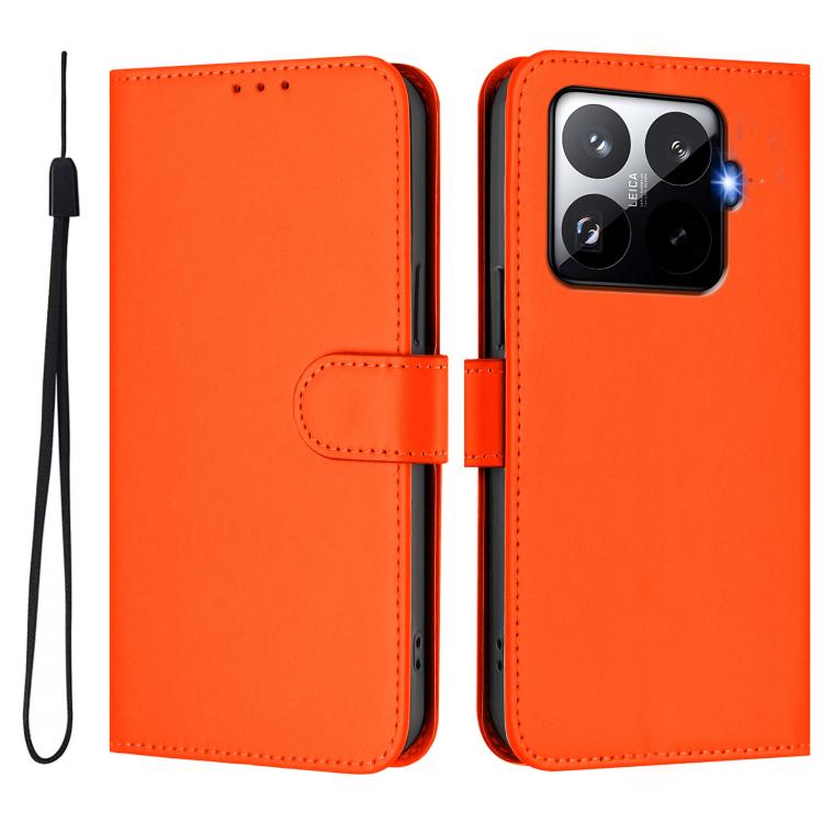 For Xiaomi 15T Pro 5G Skin Feel Solid Color Leather Phone Case with Lanyard