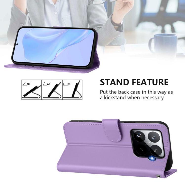 For Xiaomi 15T Pro 5G Skin Feel Solid Color Leather Phone Case with Lanyard